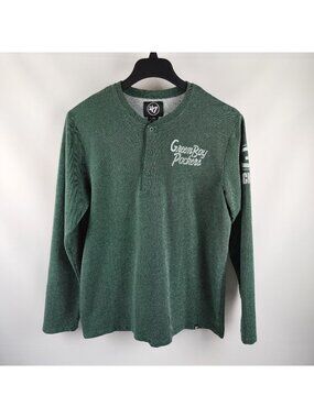 47 Shirt Mens XL Green Green Bay Packers L/S Henley Logo